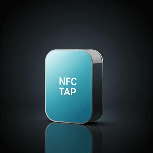 Hand holding NFC card near phone — Michael Scott, Sales Lead
